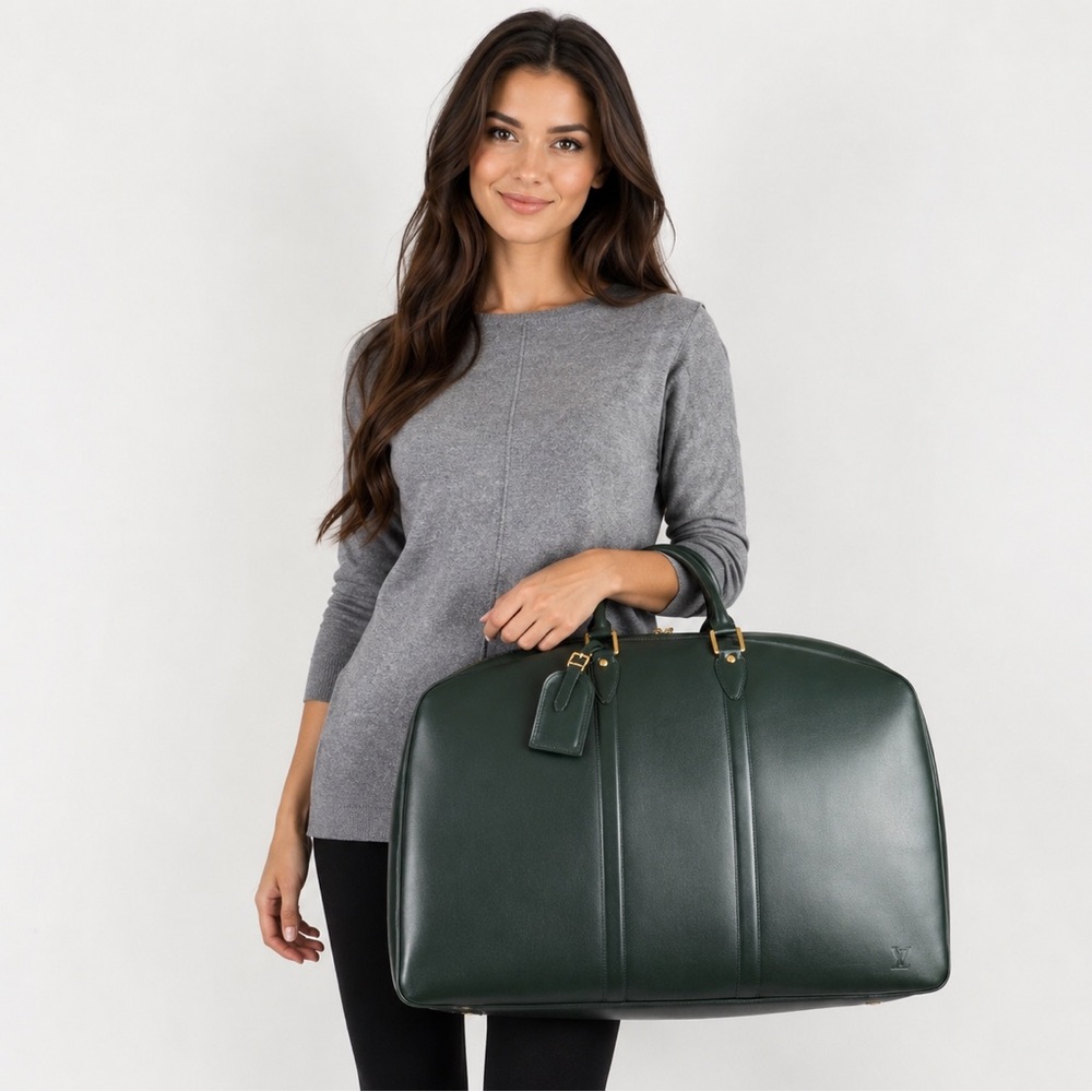 Authentic Louis Vuitton Epicea Taiga Leather Helanga En Poche Travel Bag M30104